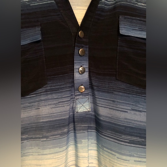 Variegated Blue Ladies 3/4 Sleeve Top j.t.b. Size XL - Picture 3 of 8